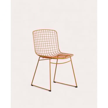 Pack of 4 High Back Metal Dining Chairs Aras Fresh Orange Terra & Without a Cushion - The Masie