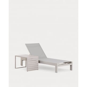 Aluminum Lounger and Coffee Table Set (40x40 cm) New Kreta White Alabaster - The Masie