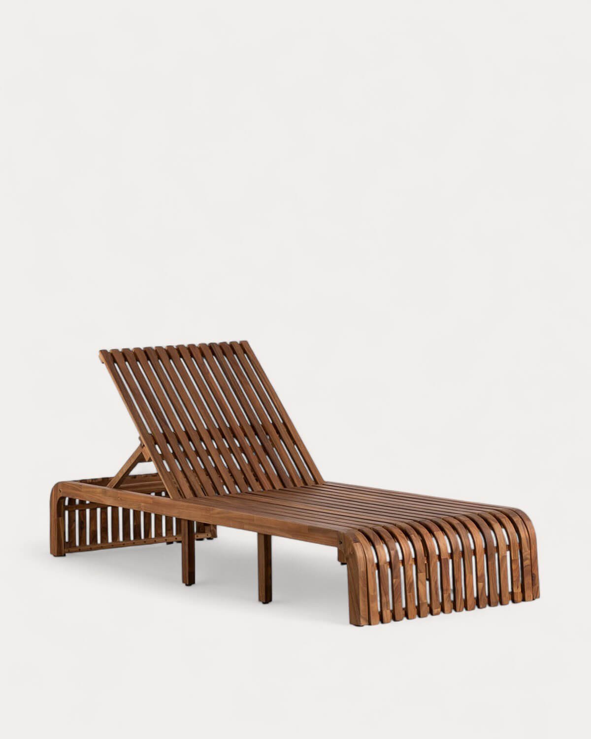 Pack of 2 Hazan Trend Acacia Wood Reclining Sun Loungers, gallery image 1