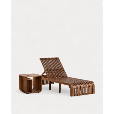 Hazan Trend Acacia Wood Lounger and Side Table Set Acacia medium - The Masie