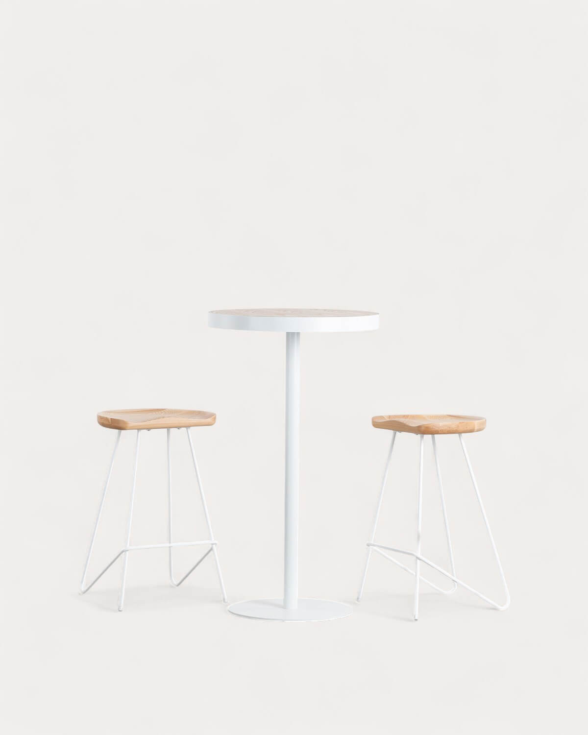 Set of Round High Table (Ø60 cm) Zoar and 2 Stools in Metal and Wood ...