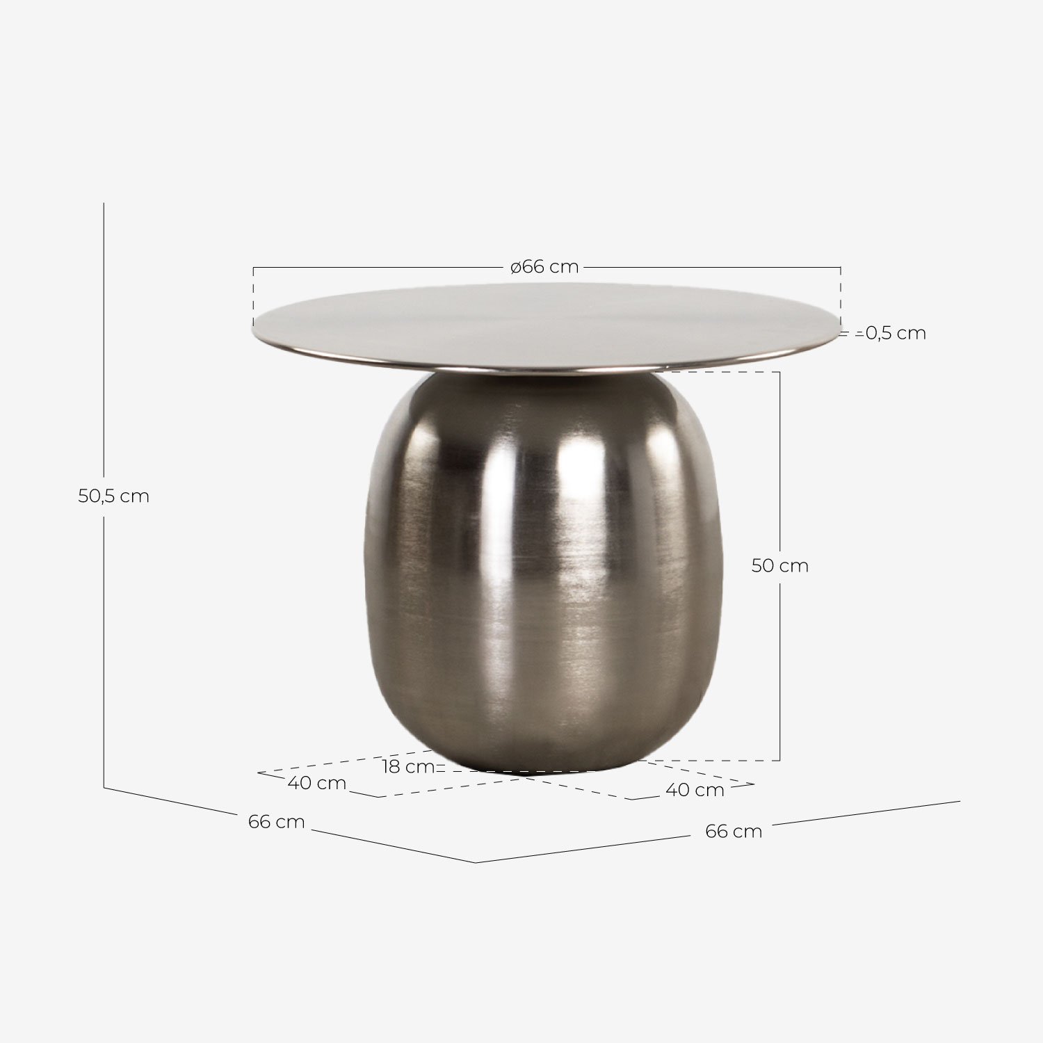 Round Metal Coffee Table (Ø66 cm) Saik , measurements