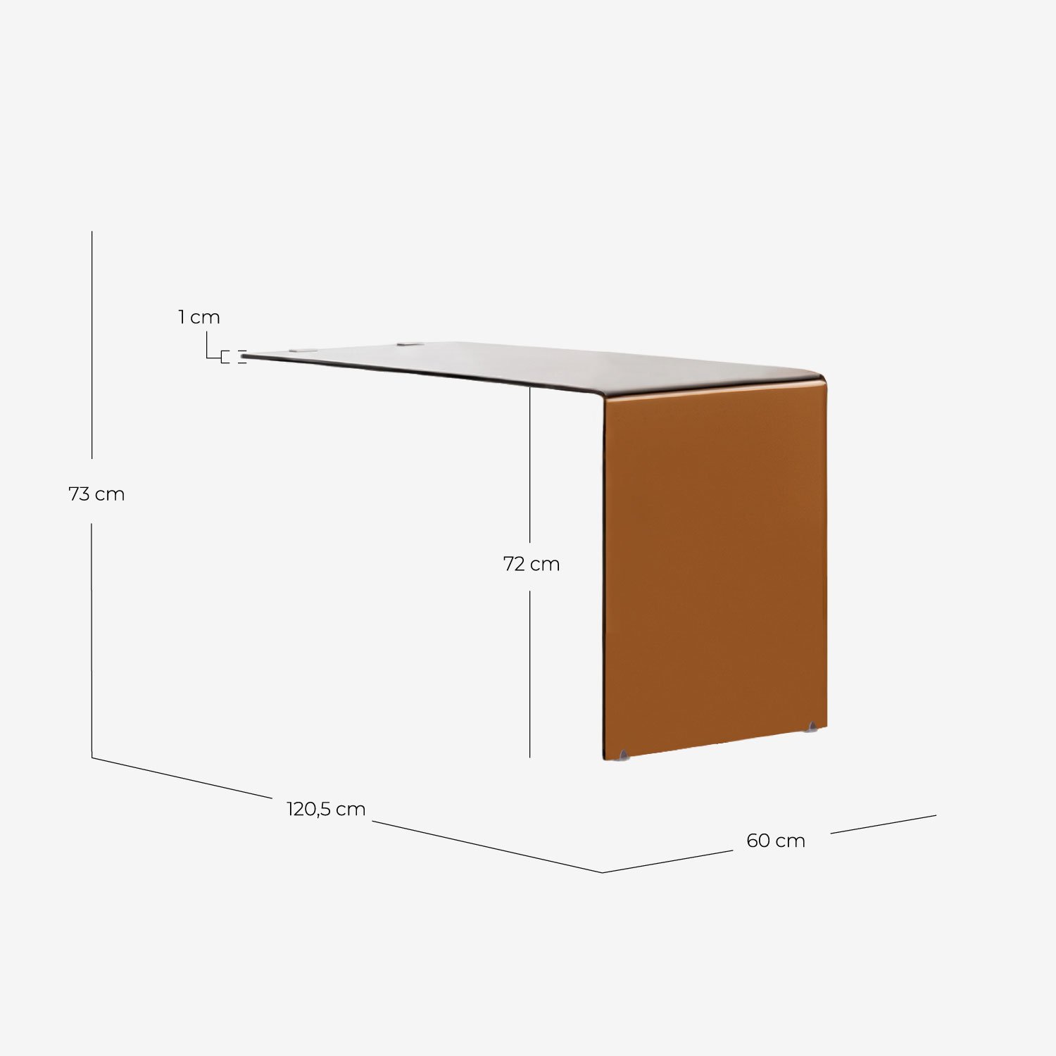Aura Tempered Glass Wall Desk, measurements