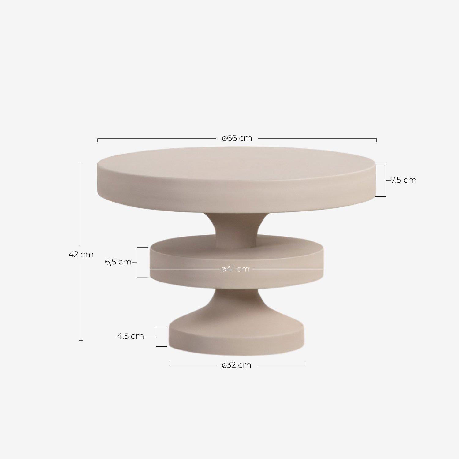 Round Metal Coffee Table (Ø66 cm) Ameri, measurements