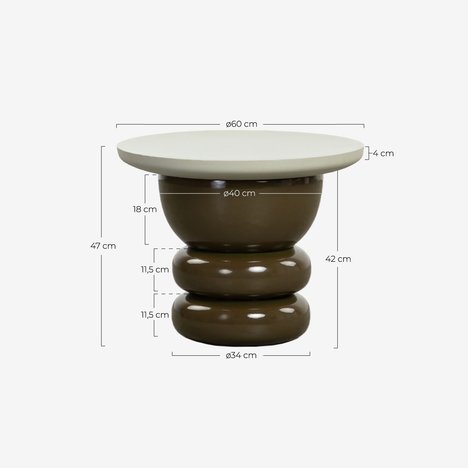 Round Metal Coffee Table (Ø60 cm) Floundi , measurements