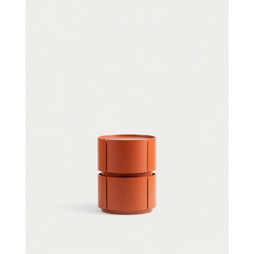 Round Side Table with 2 Wooden Drawers (Ø40 cm) Maele Red Brick - The Masie