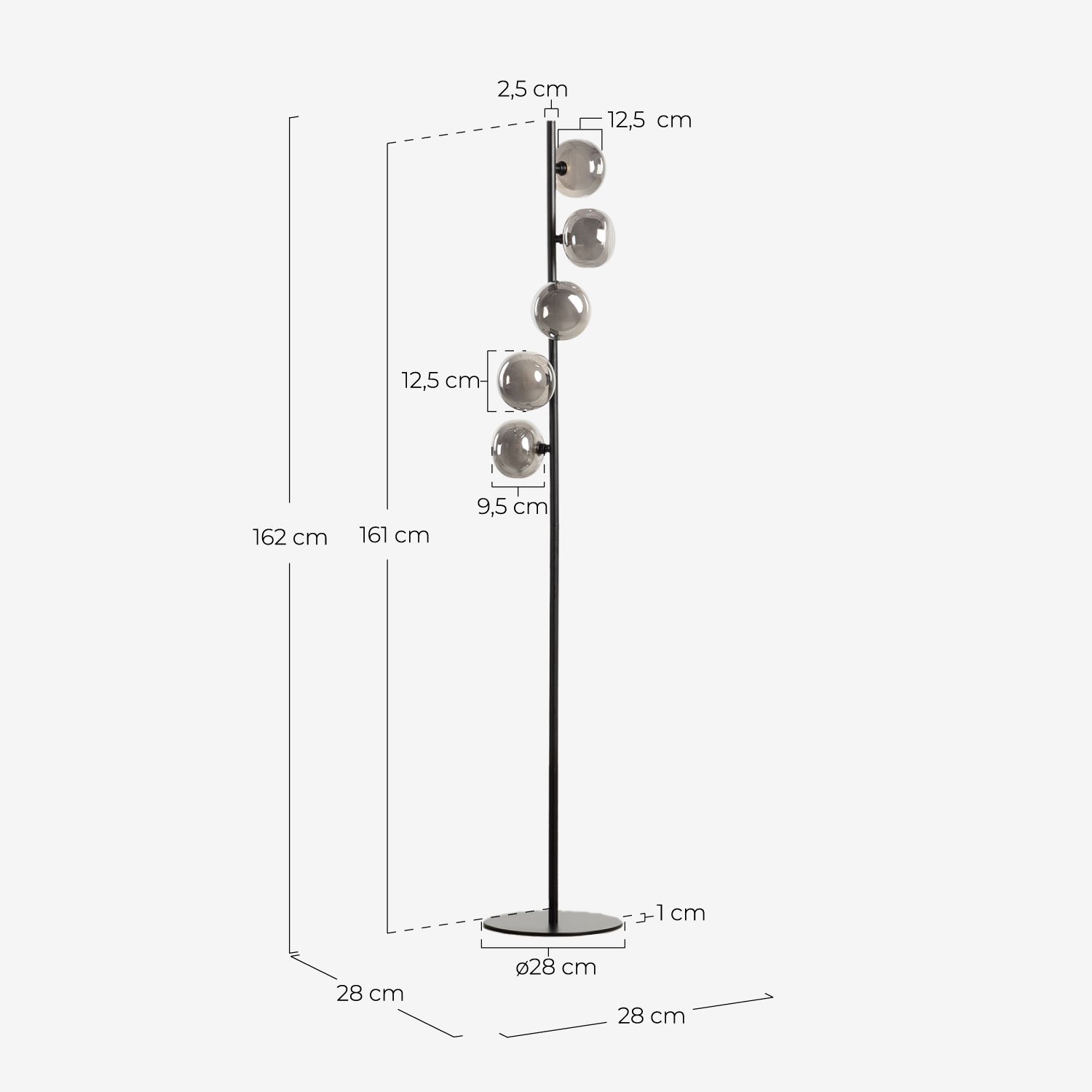 Dasha Metal Floor Lamp, measurements