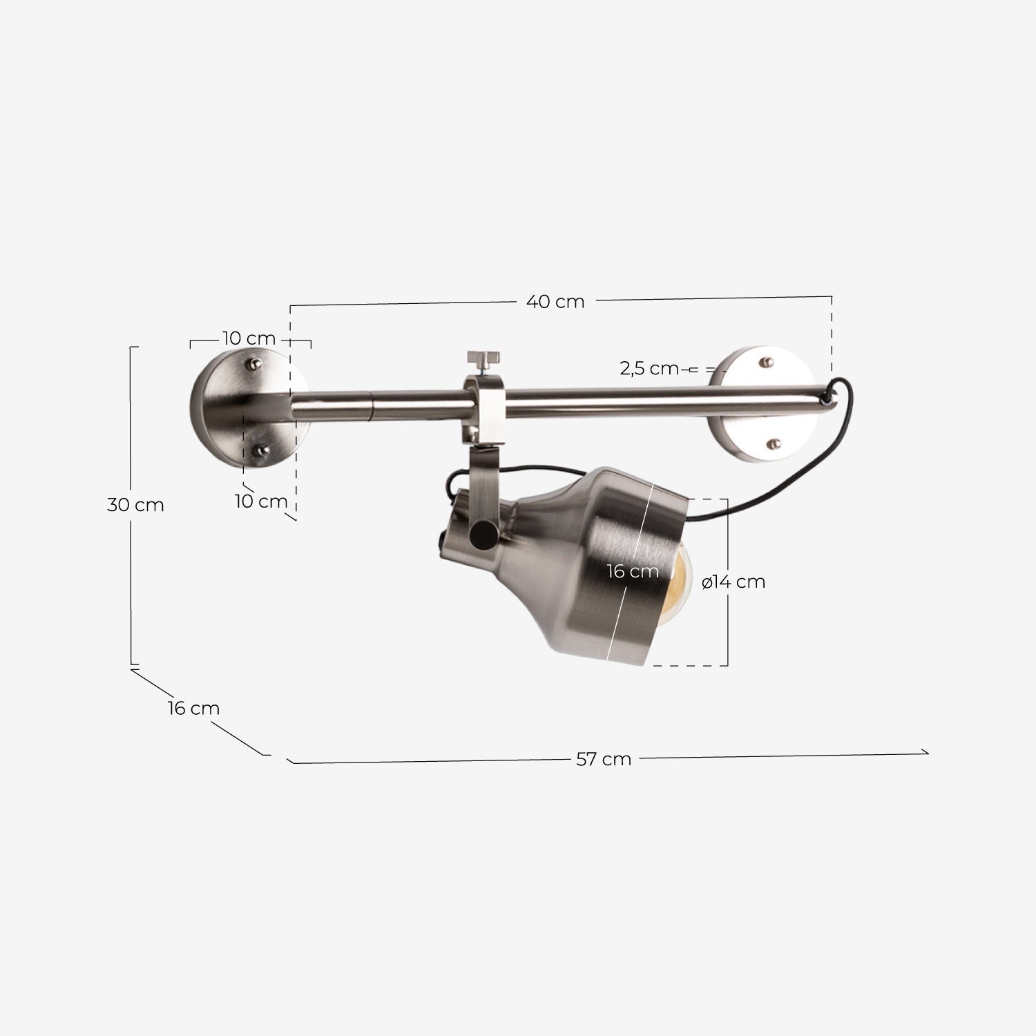Eneas Metal Wall Sconce, measurements