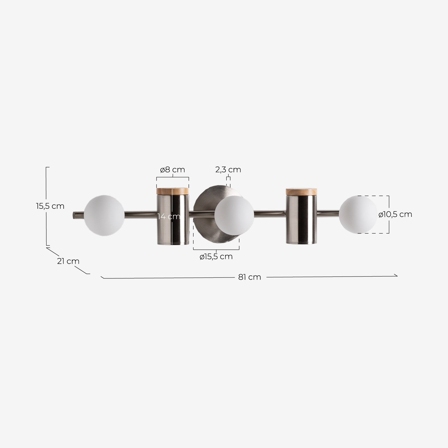Caira 5-Light Wall Sconce, measurements