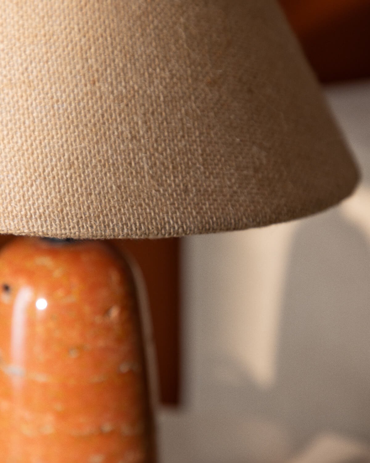 Travertine Marble and Linen Table Lamp Adlai, gallery image 3