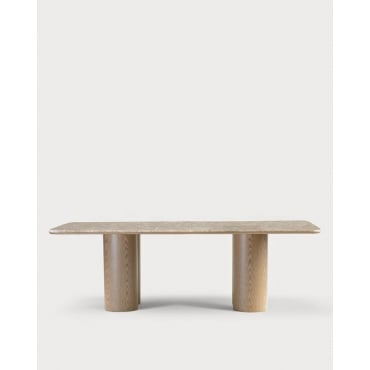 Rectangular Marble and Wood Dining Table (240x110 cm) Aegir Brown Clay Marble - The Masie