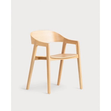 Pack of 2 Oak Wood Dining Chairs with Armrests Laly Natural Oak - The Masie