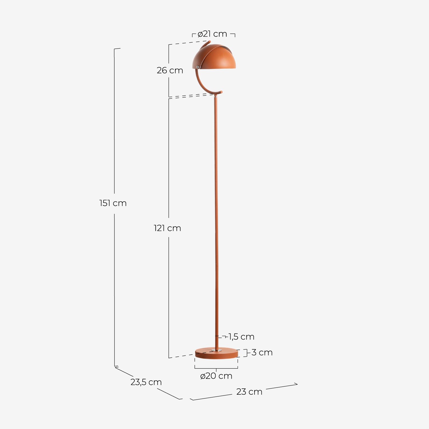 Amun Metal Floor Lamp, measurements
