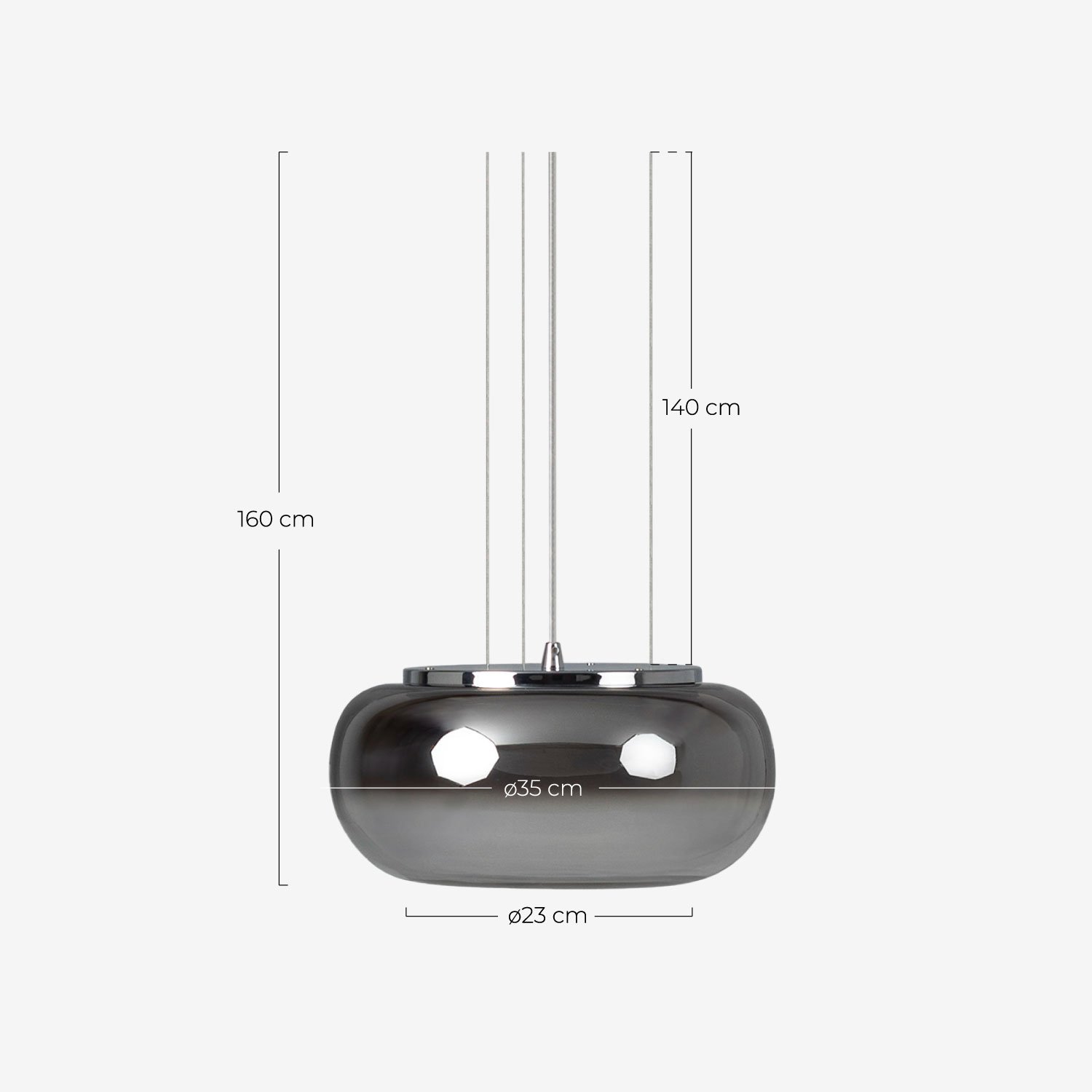 Ohrid LED Crystal Ceiling Lamp (Ø35 cm), measurements