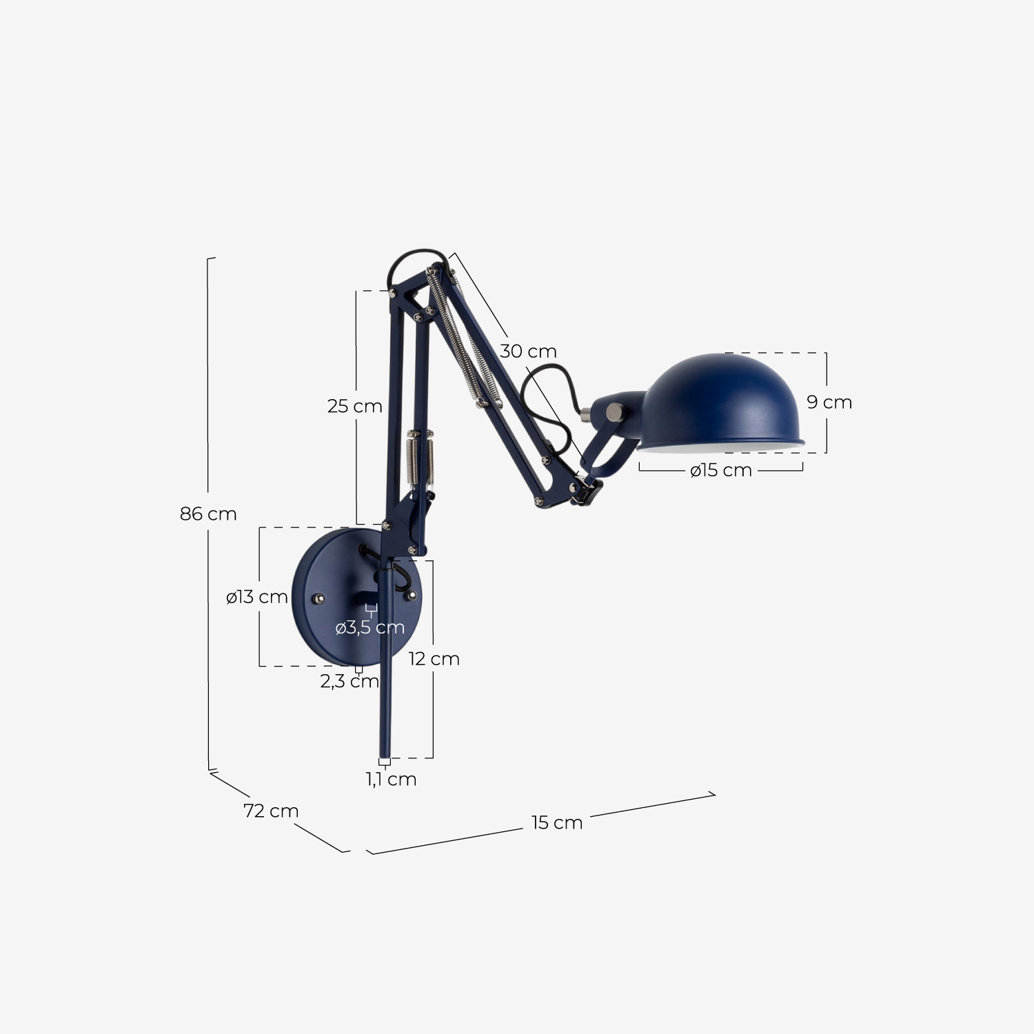 Febo Metal Wall Sconce, measurements