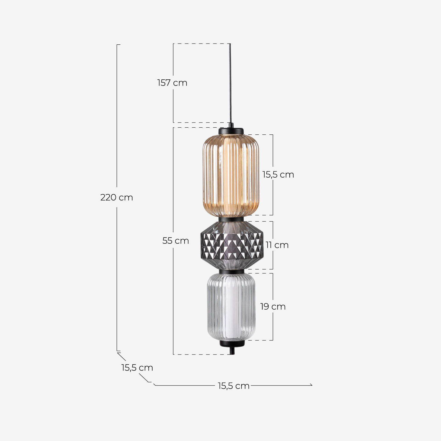 Sima Metal LED Ceiling Lamp, measurements
