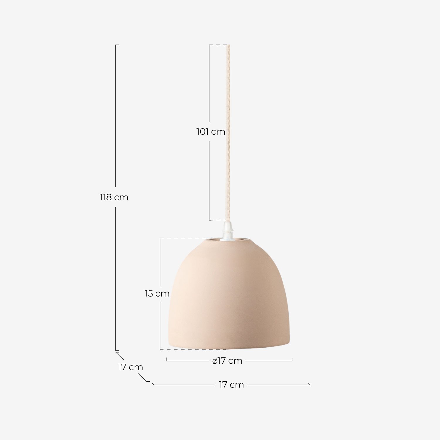 Ceramic Ceiling Lamp (Ø17cm) Beatrix , measurements