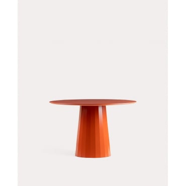 Round Wooden and Metal Dining Table (Ø100 / Ø120 cm) Irem Red Brick & Ø120 cm - The Masie