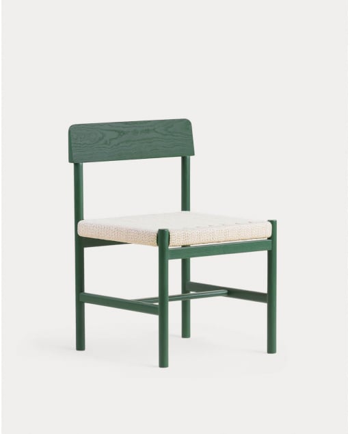 Paula Wooden and Rattan Dining Chair - Green Grove