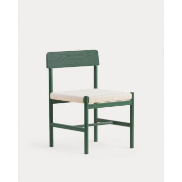 Paula Wooden and Rattan Dining Chair Green Grove - The Masie