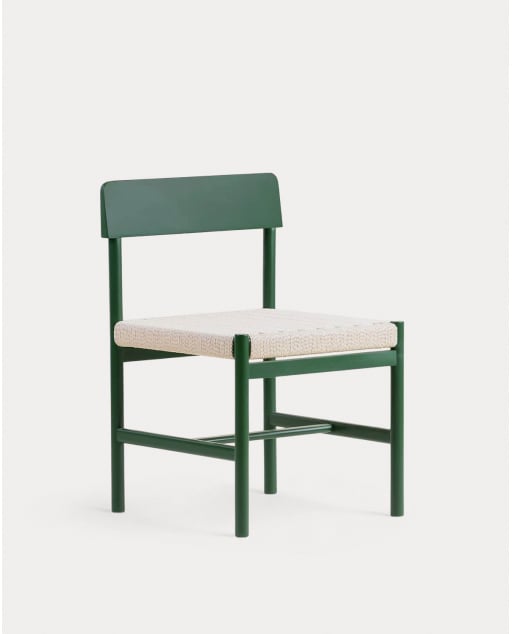 Pack 2 Wooden and Rattan Dining Chairs Paula