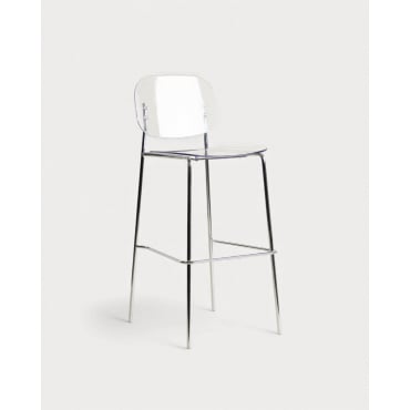 Pack 2 High Polyethylene and Metal Stools (77 cm) Pinha Transparent - The Masie