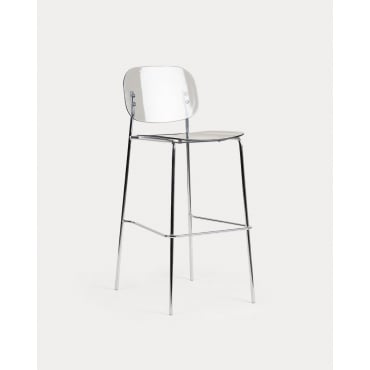 Pack 4 High Polyethylene and Metal Stools (77 cm) Pinha Grey Concrete - The Masie