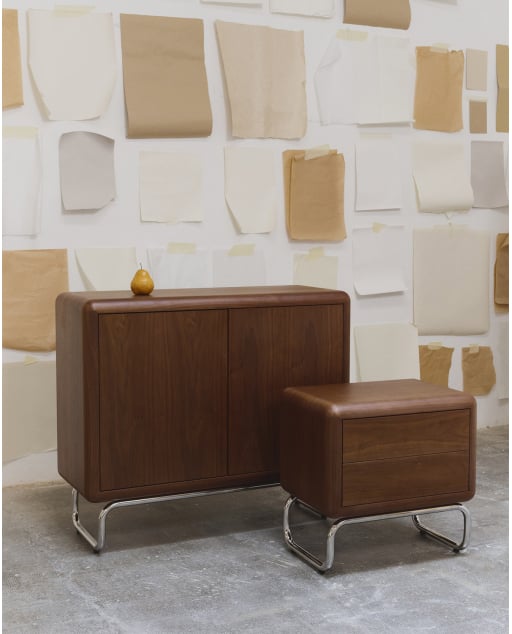 Low Sideboard with 2 Wooden and Metal Doors Candela