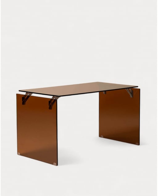 Tempered Glass and Stainless Steel Desk (134x70 cm) Arey