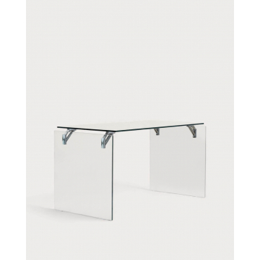 Tempered Glass and Stainless Steel Desk (134x70 cm) Arey Clear glass - The Masie