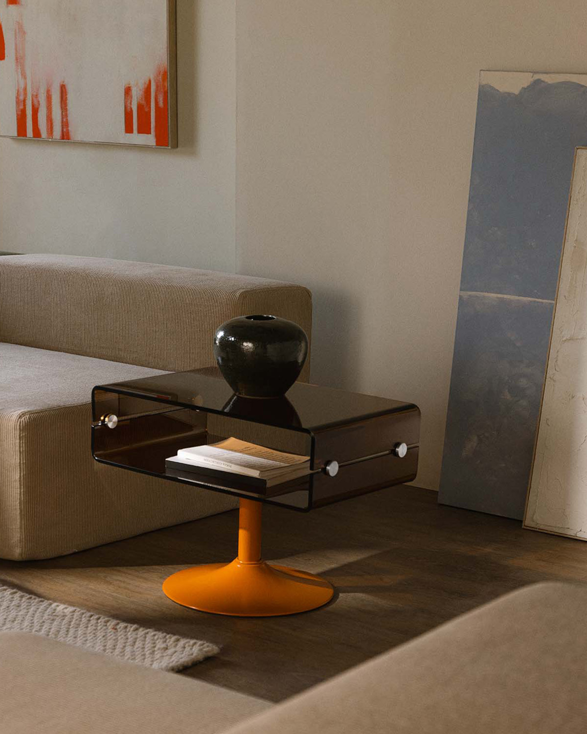 Rectangular Glass and Metal Side Table (61x38 cm) Hedy, gallery image 2