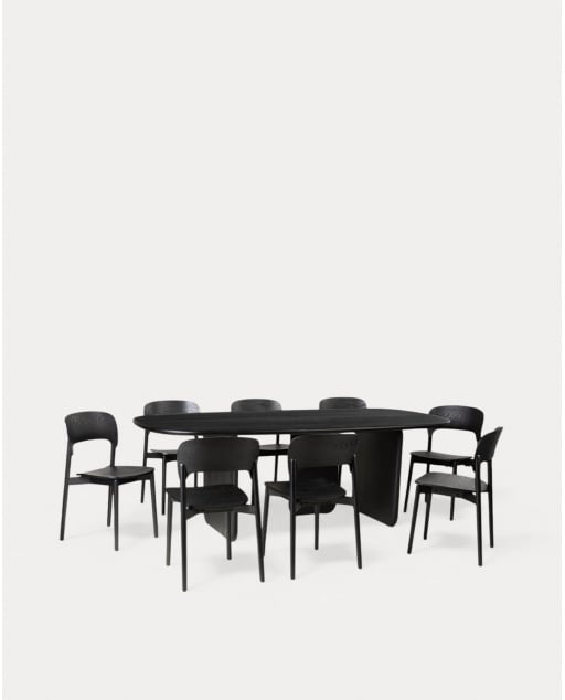 Set Rectangular Dining Table (220x110 cm) Kuroen and 8 Wooden Chairs by Josef