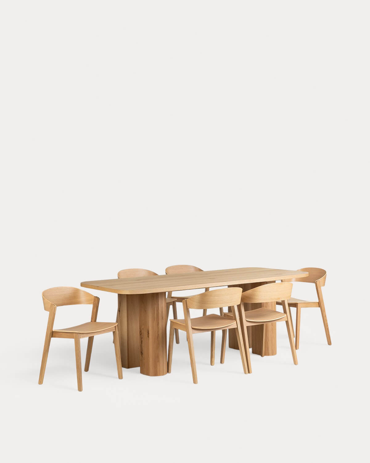 Rectangular Wooden Dining Table Set (210x90 cm) Frichi and 6 Wooden Chairs Laly, gallery image 1