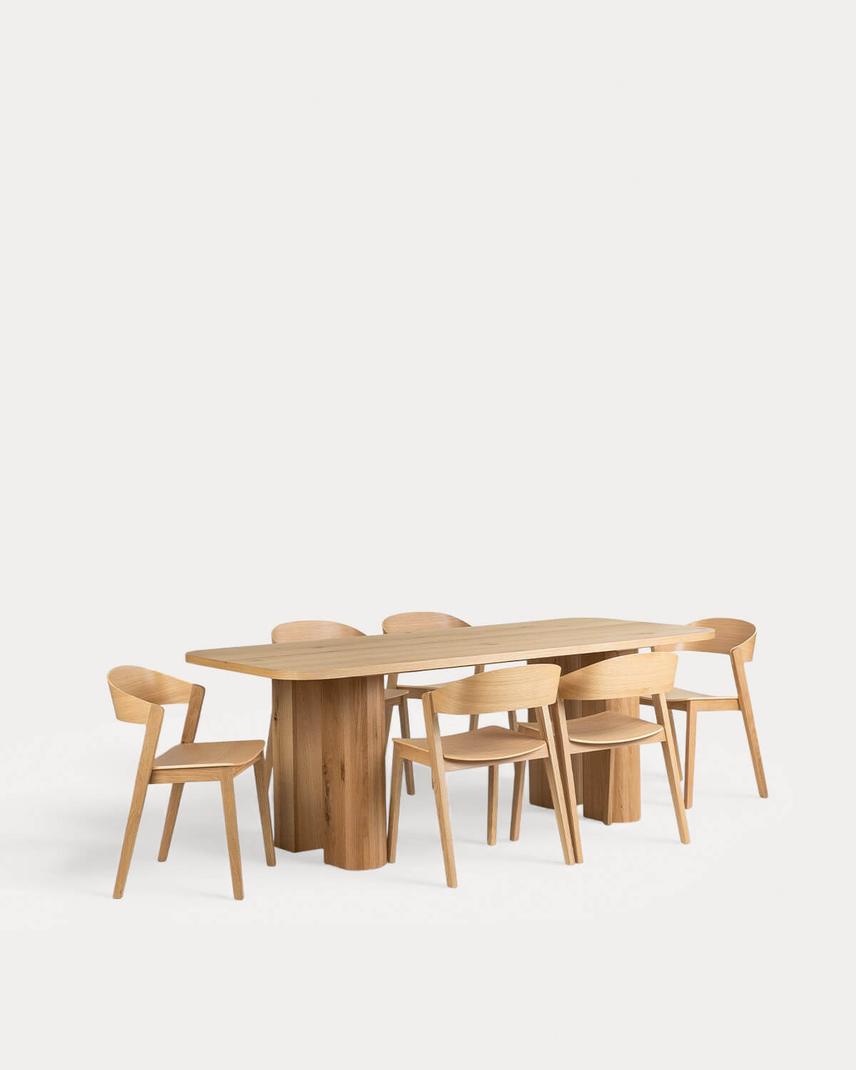 Rectangular Wooden Dining Table Set (210x90 cm) Frichi and 6 Wooden Chairs Laly, gallery image 2