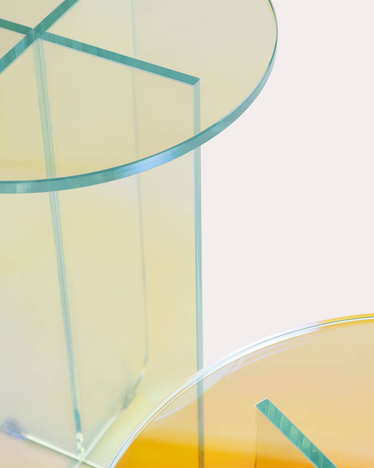 Set of Iridescent Tempered Glass Side Table and Coffee Table Iris, gallery image 6