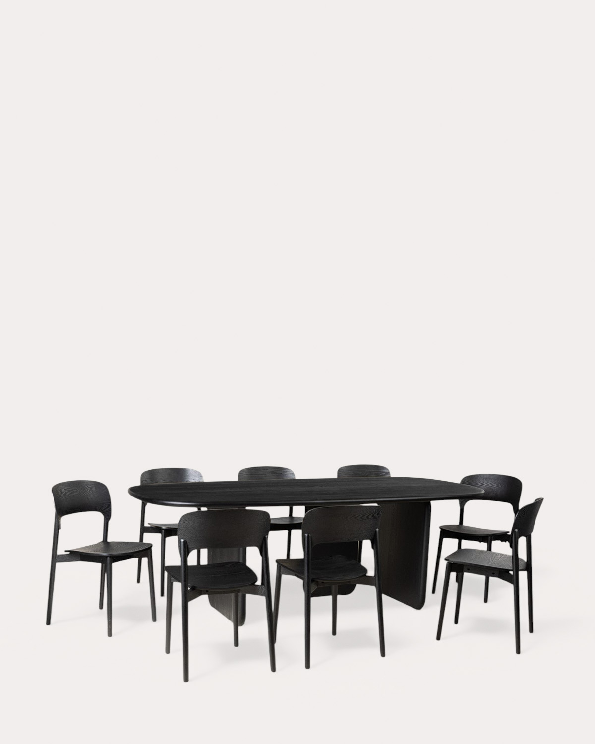 Set Rectangular Dining Table (220x110 cm) Kuroen and 8 Wooden Chairs by Josef