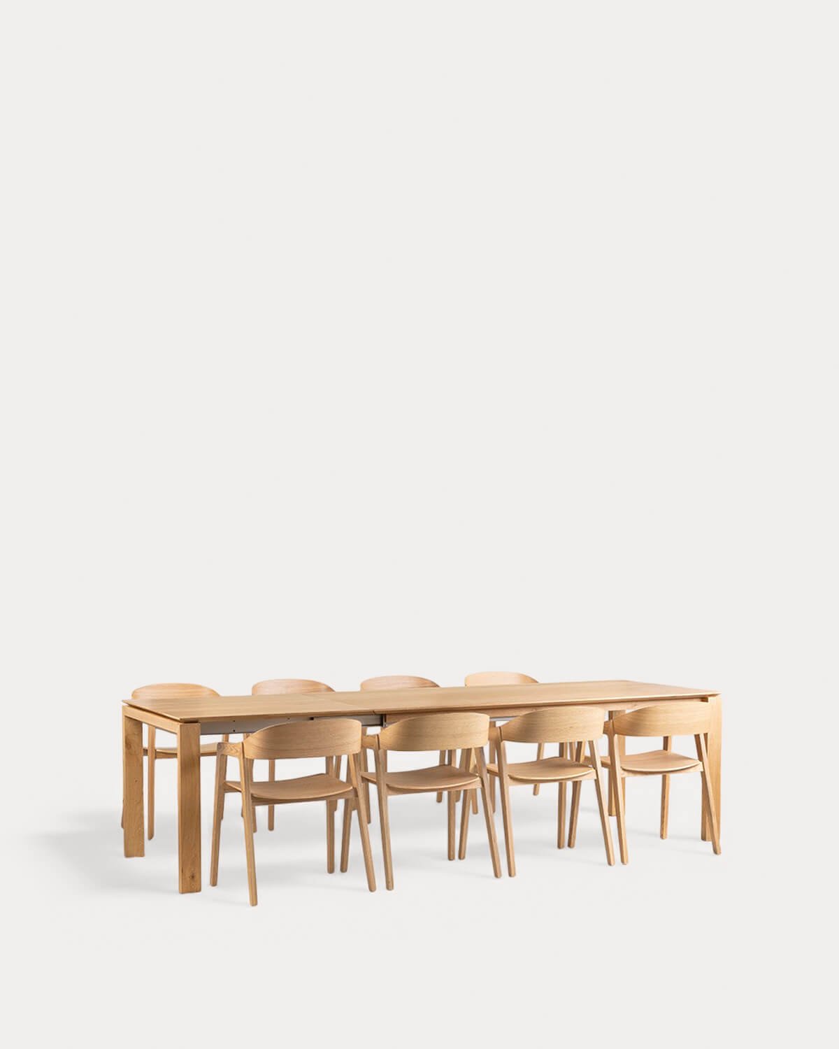 Deran Extendable Dining Table Set (195-285x90 cm) and 8 Laly Wooden Chairs with Armrests, gallery image 5
