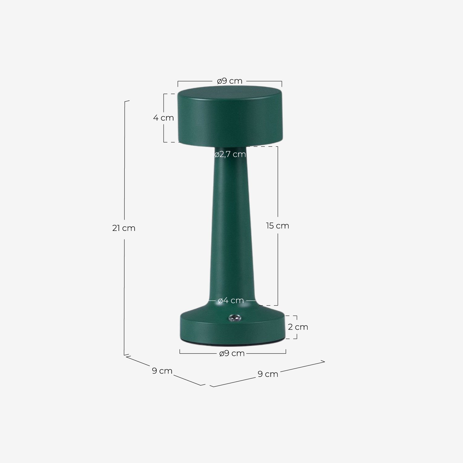 Wireless Outdoor Dimmable LED Table Lamp Shimon, measurements