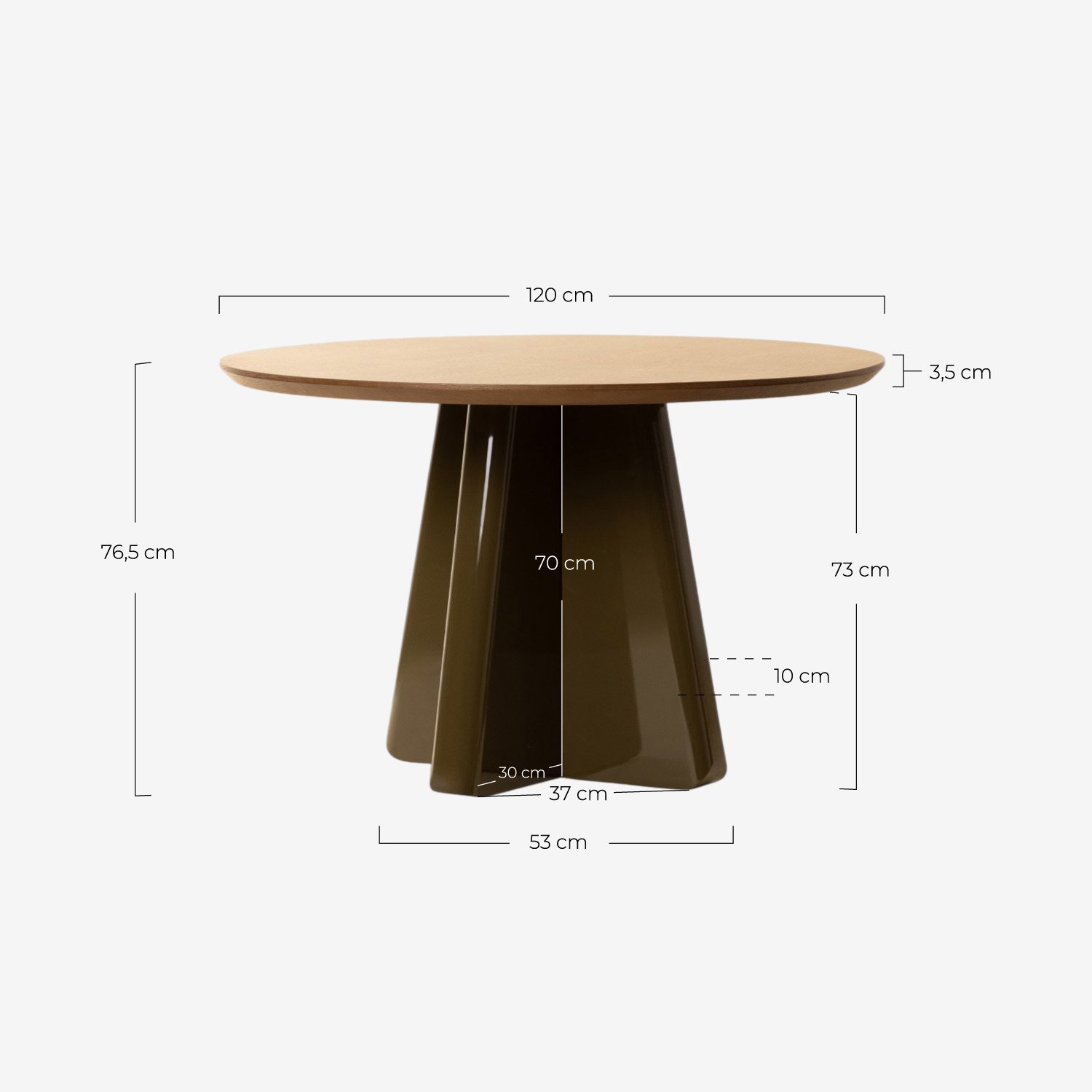 Round Wooden Dining Table (Ø120 cm) Roxenna, measurements