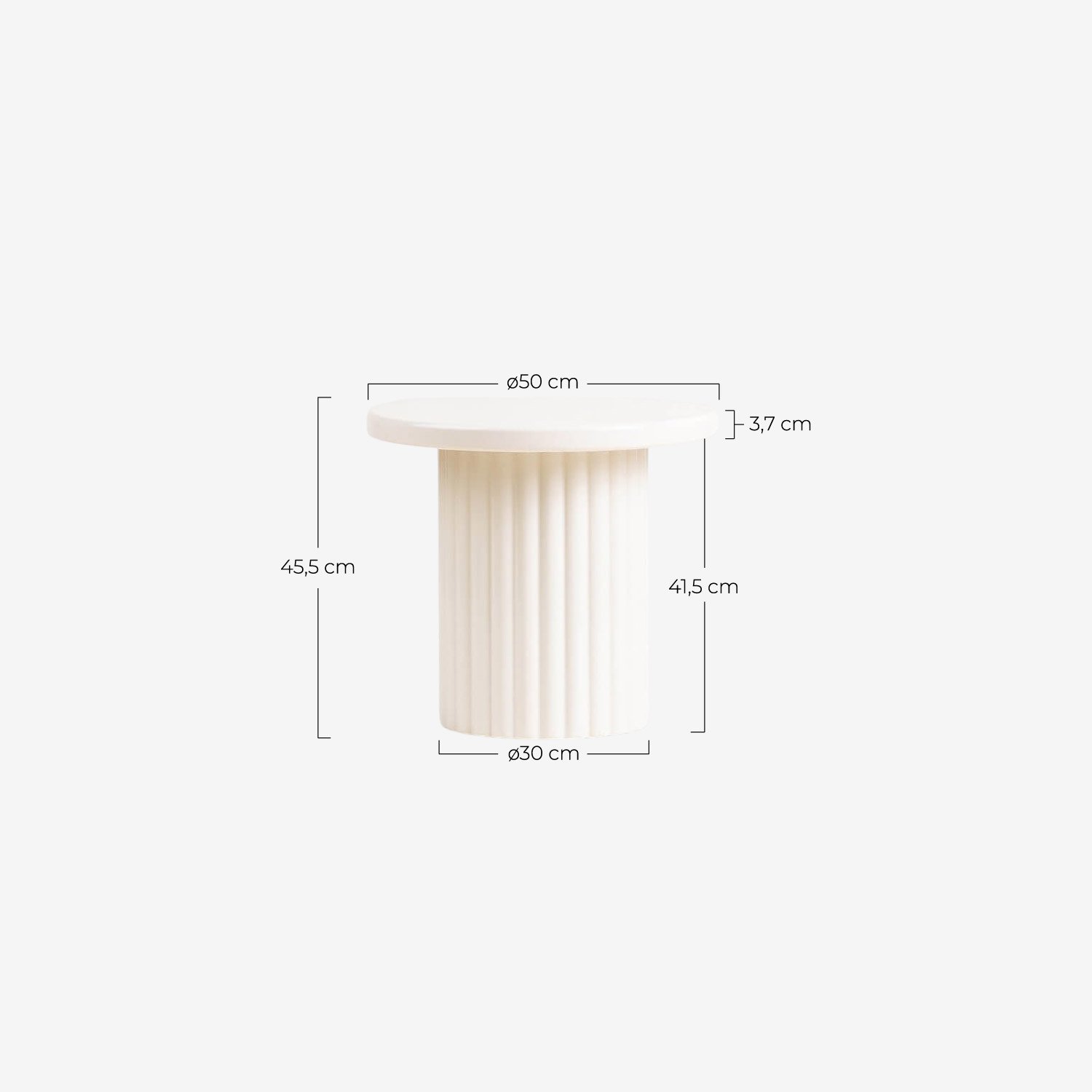Round Wooden Side Table (Ø50 cm) Dewey , measurements