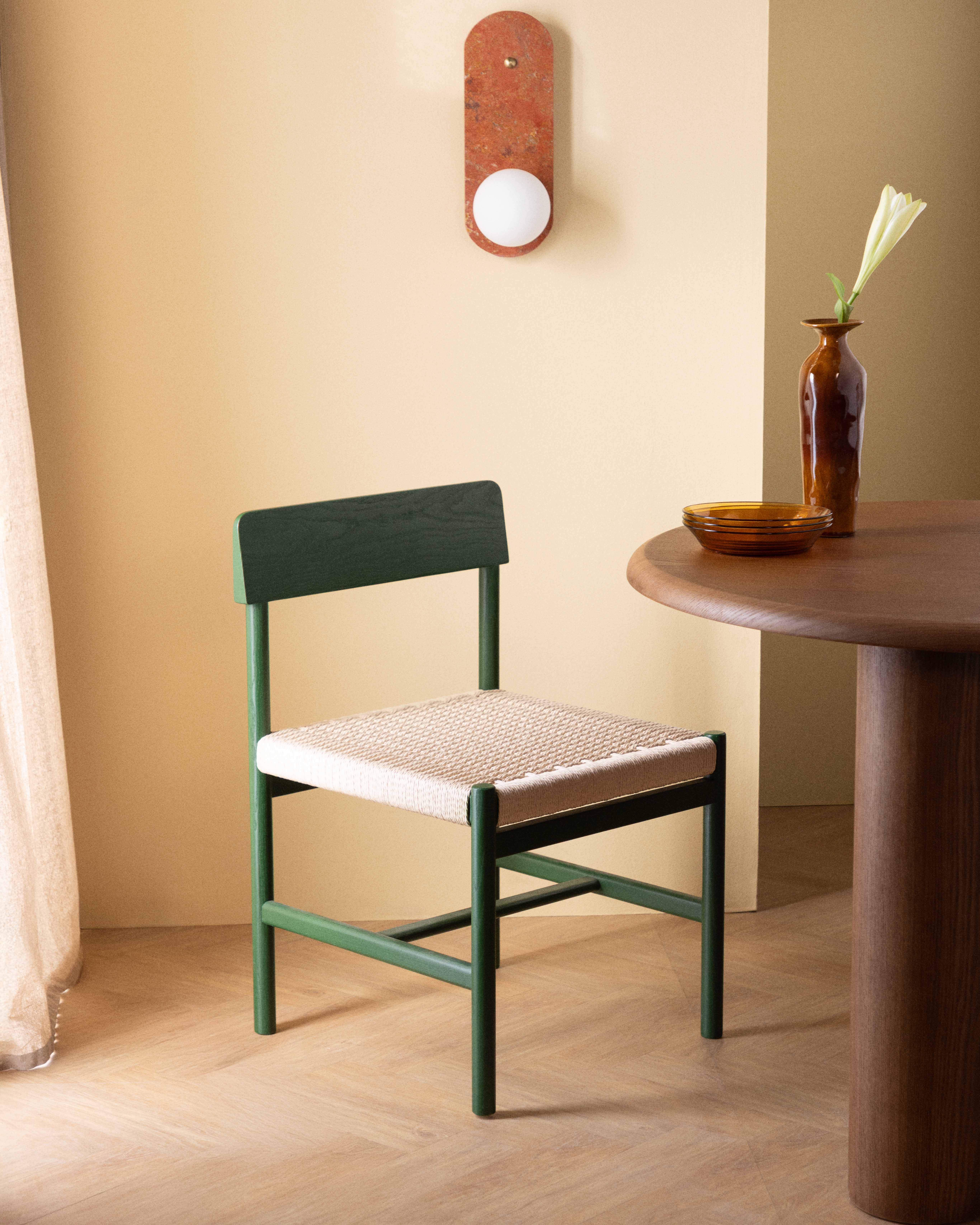 Pack 4 Wooden and Rattan Dining Chairs Paula, gallery image 2