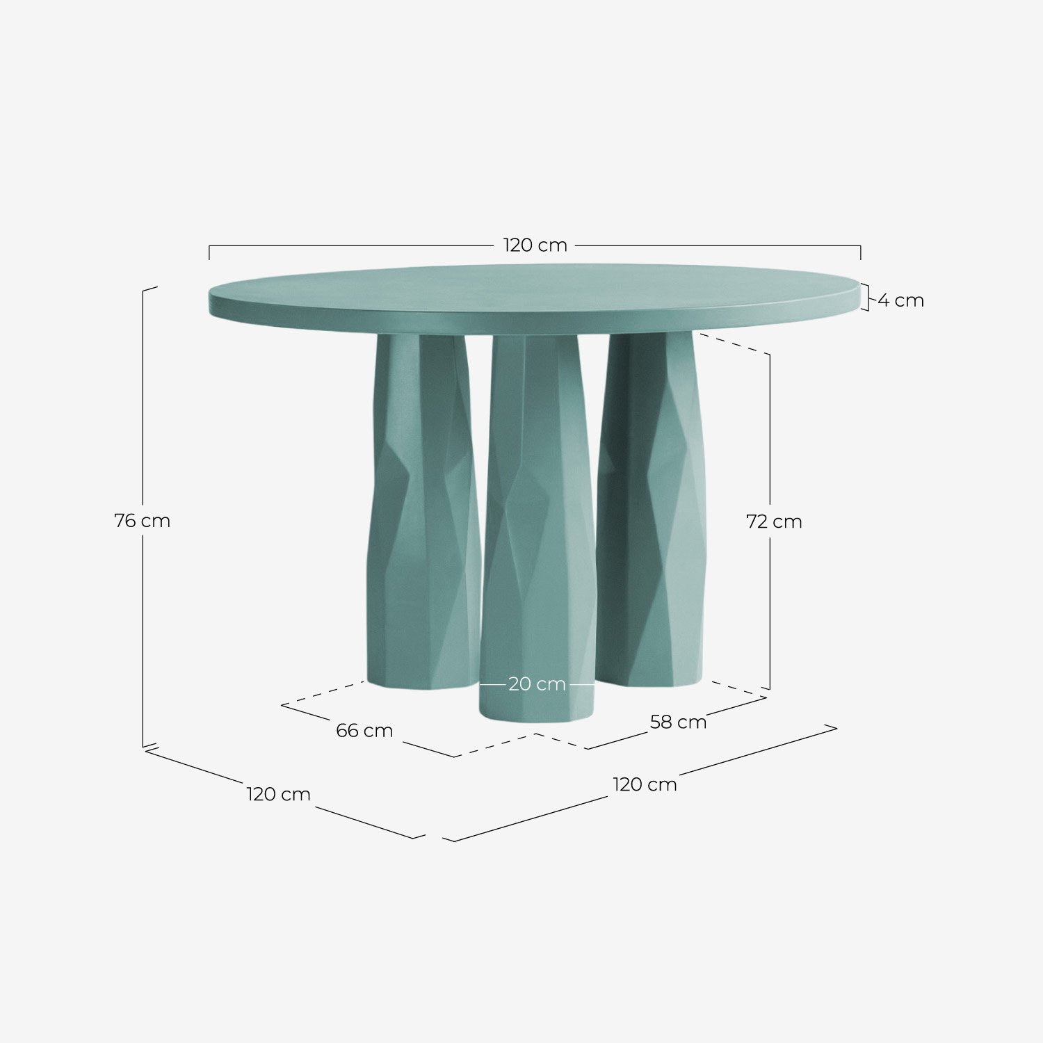 Round Cement Dining Table (Ø120 cm) Rune, measurements