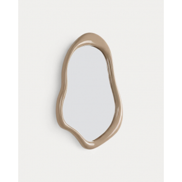 Wooden and Resin Wall Mirror (90x60 cm) Lilos Brown Clay - The Masie