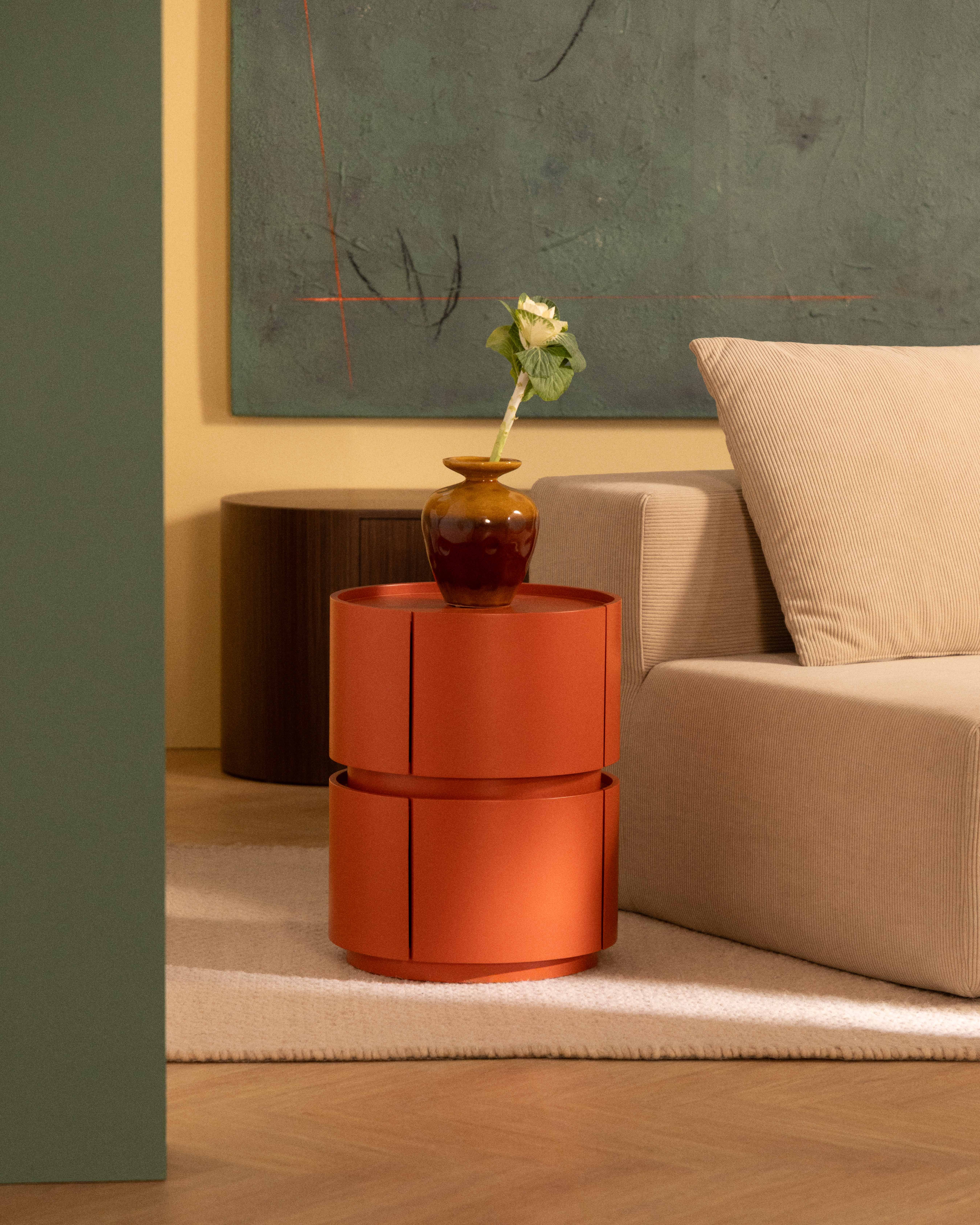 Round Side Table with 2 Wooden Drawers (Ø40 cm) Maele, gallery image 2