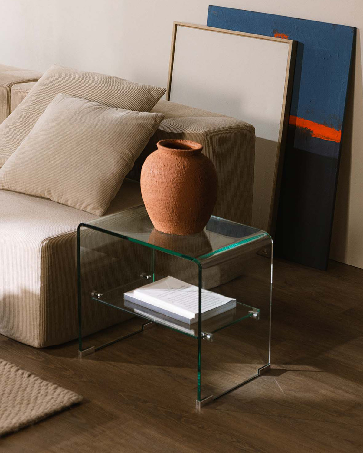 Rectangular Tempered Glass Side Table (47x36 cm) Endil - The Masie