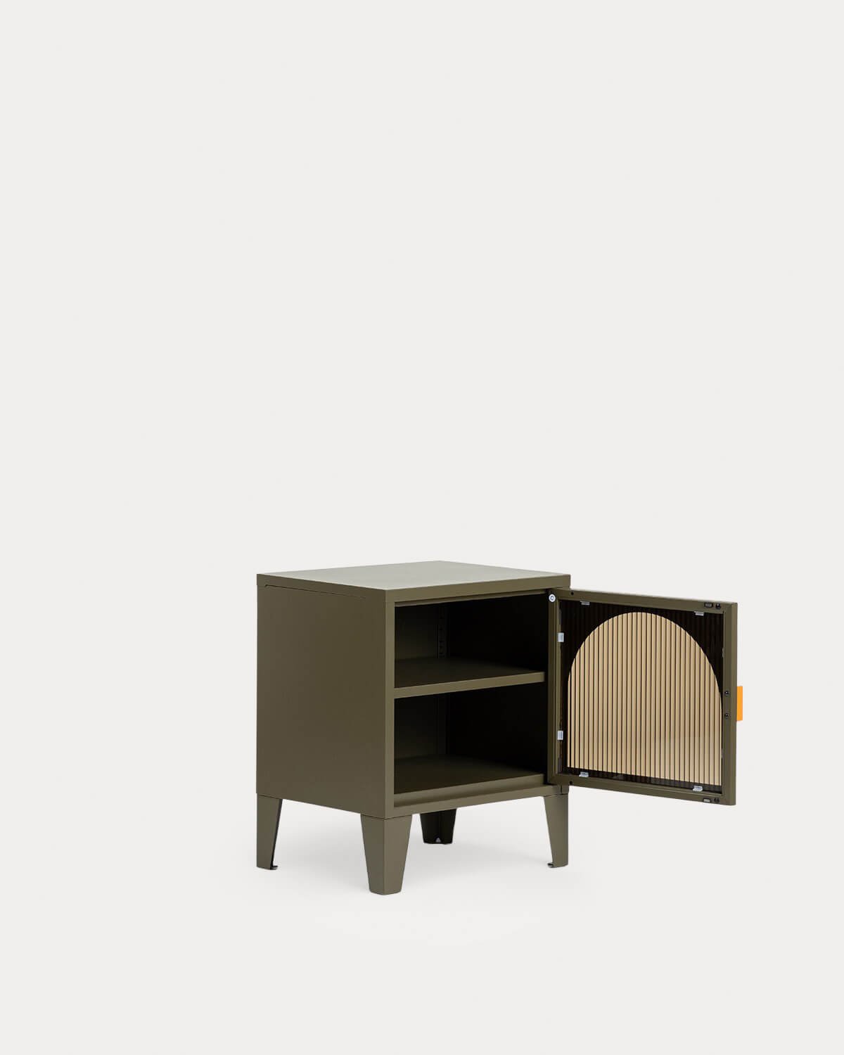 Bedside Table with Storage in Laminated Steel and Glass (50x40 cm) Andrius, gallery image 2
