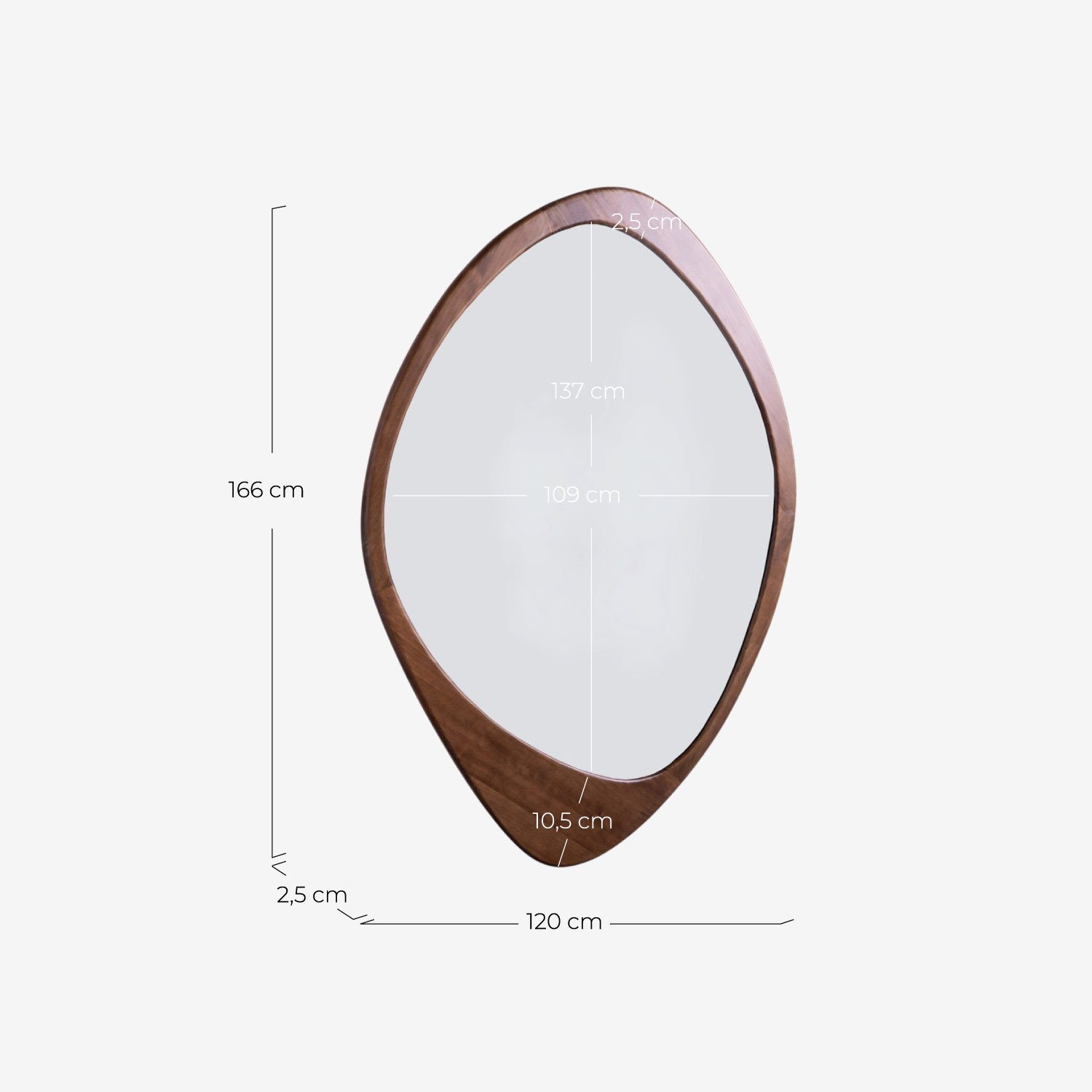 Pine Wood Wall Mirror (166x120 cm) Iker, measurements