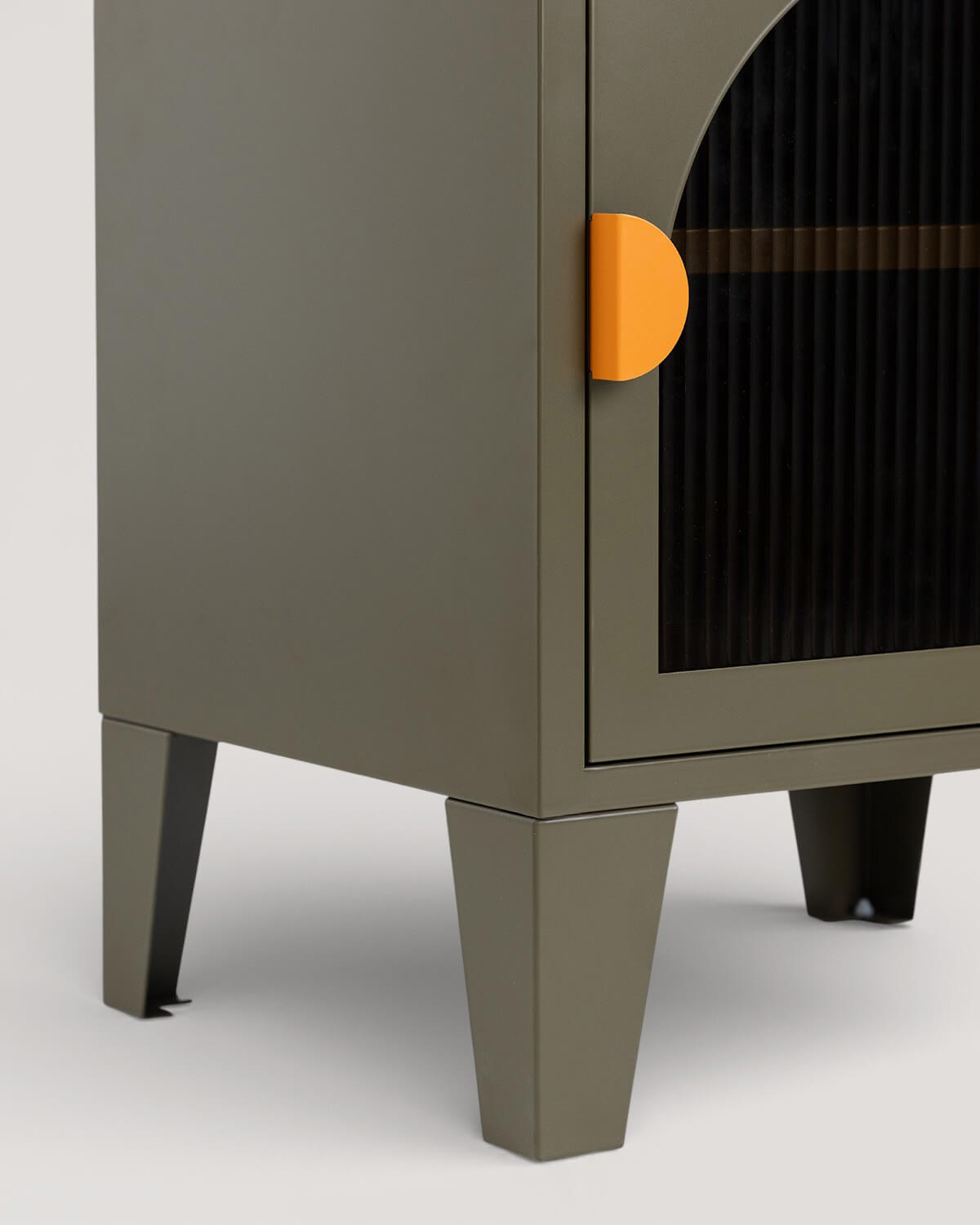 Pack 2 Bedside Tables with Storage in Laminated Steel and Glass (50x40 cm) Andrius, gallery image 7