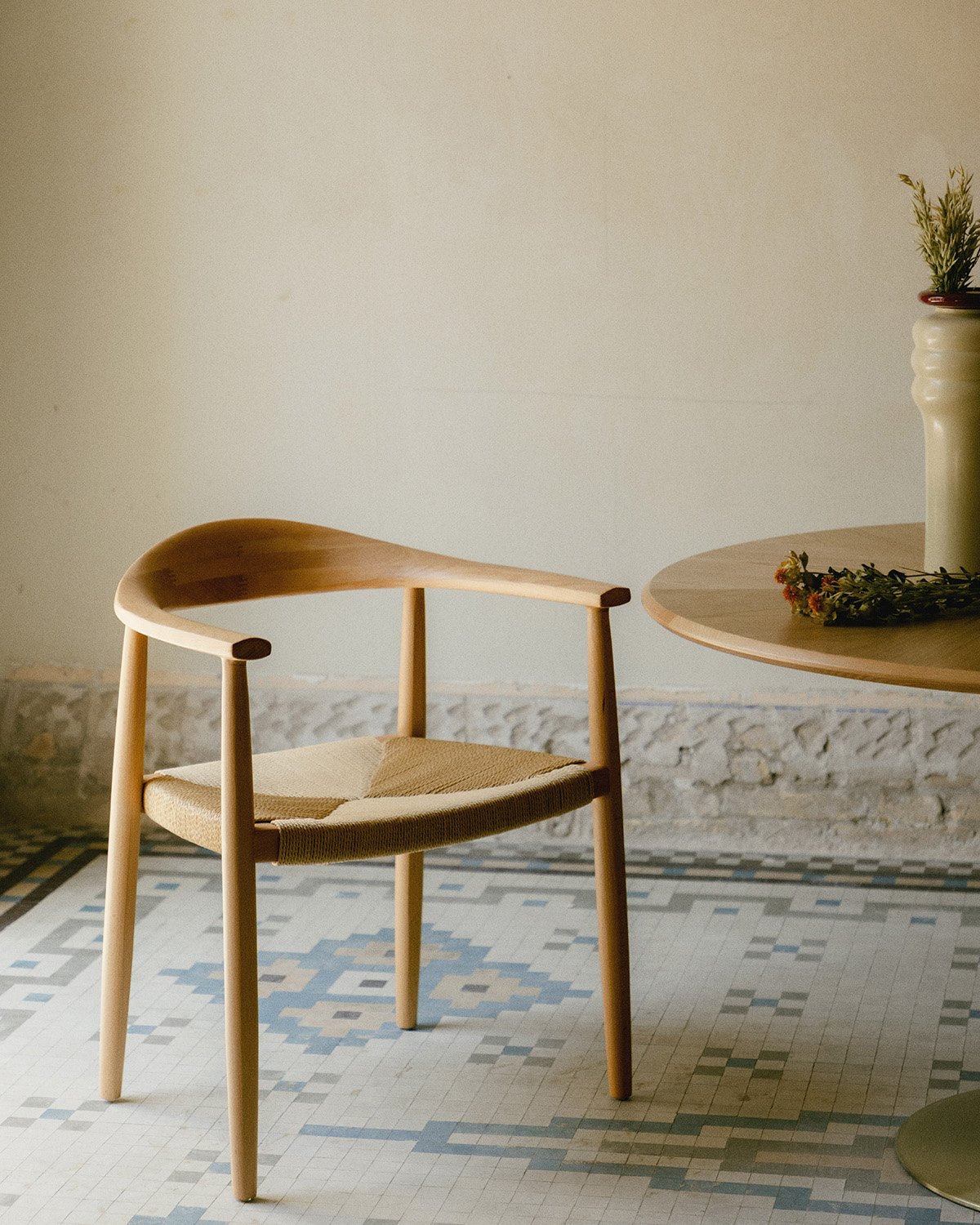 Pack 4 Dining Chairs in Beech Wood and Rope Vilno, gallery image 2