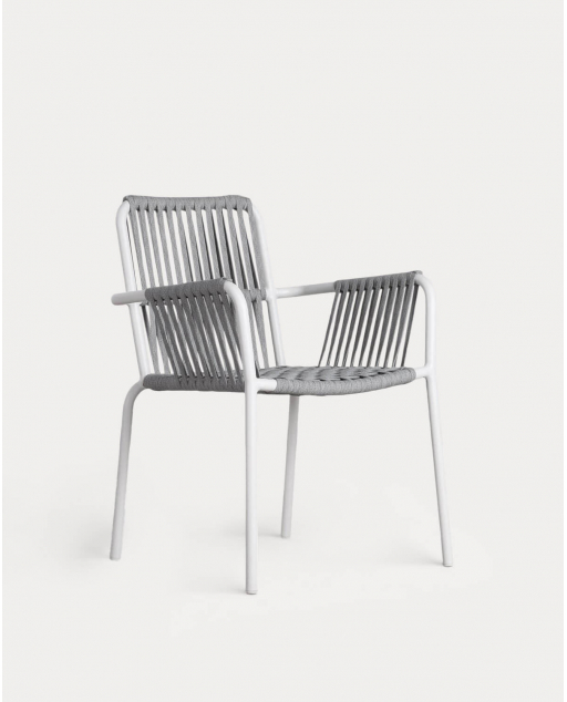Aluminium and Rope Outdoor Dining Chair Drian Trend - Off white
